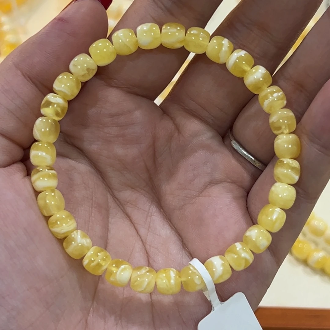蜜蜡未镶嵌手链6.5m高桩妖花手串