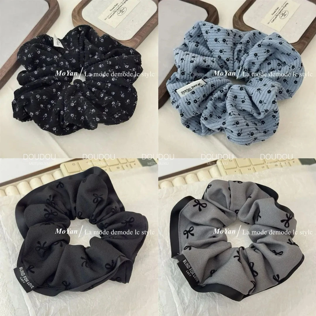 韩版高级感植绒蝴蝶结大肠发圈发绳气质丸子头发高弹力头绳橡皮筋