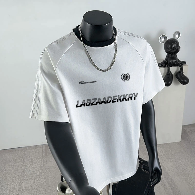 jtrt美式ins潮牌字母印花纯棉短袖T恤男夏季高街百搭圆领上衣半袖