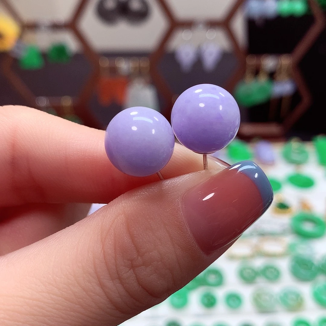 翡翠耳饰18K金镶嵌天然翡翠