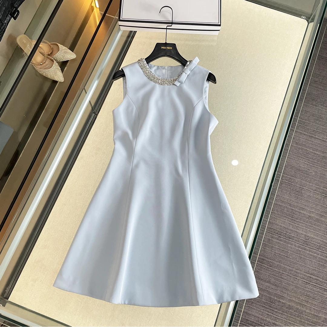 法式重工蝴蝶结钉钻无袖小礼服背心连衣裙DY6545