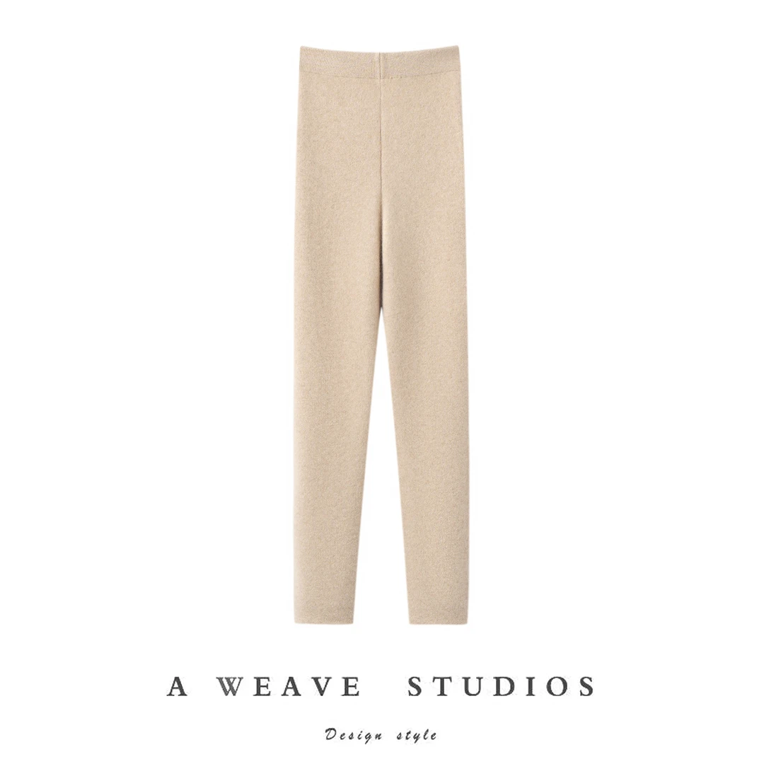 加厚冬季纯羊绒裤子女100%山羊绒修身超弹力保暖裤打底裤纯色加厚