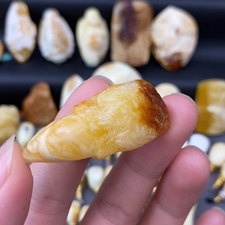 琥珀未镶嵌裸石龙牙吊坠a185