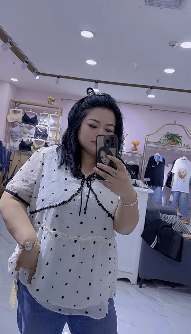 常规袖衬衫拼接短袖碎花夏季显瘦时尚雪纺衫字母气质娃娃领