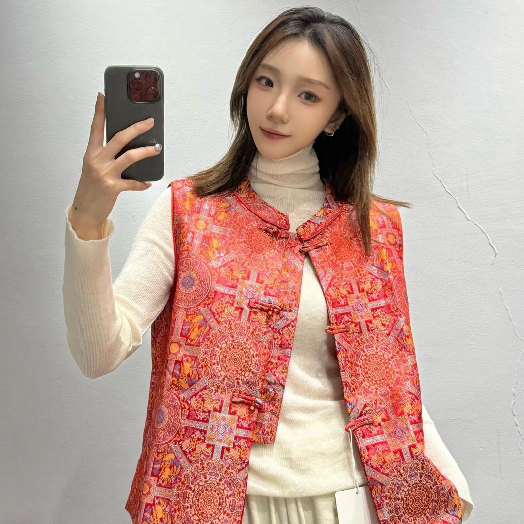 新中式高端宋锦马甲背心女2025冬季新款轻国风新春氛围感唐装上衣