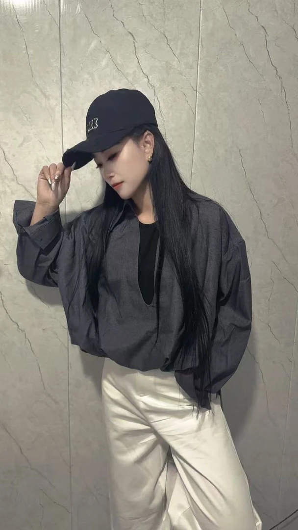 春季新款假两件洋气上衣宽松显瘦神器