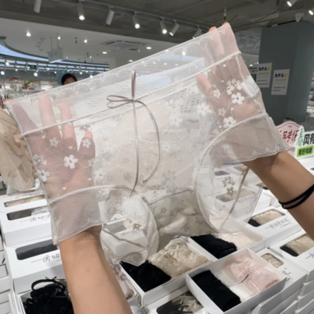 【三条装】全蕾丝微透无痕纯欲风舒适透气抑菌女士内裤【80-100斤】