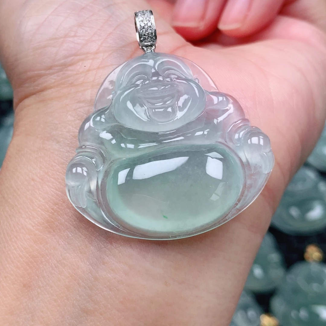 翡翠吊坠(不含链)18K金镶嵌