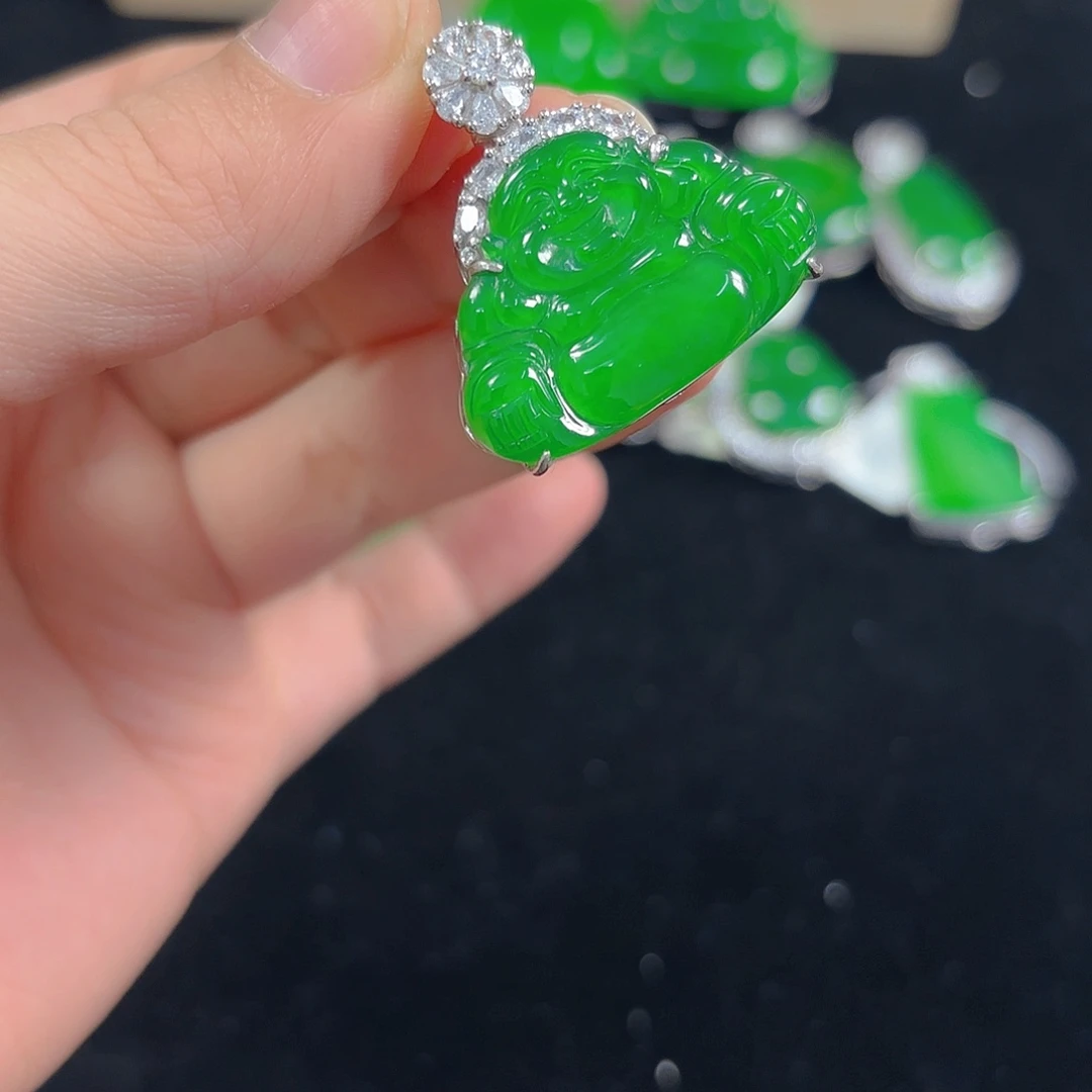 翡翠银S925镶嵌吊坠(不含链)