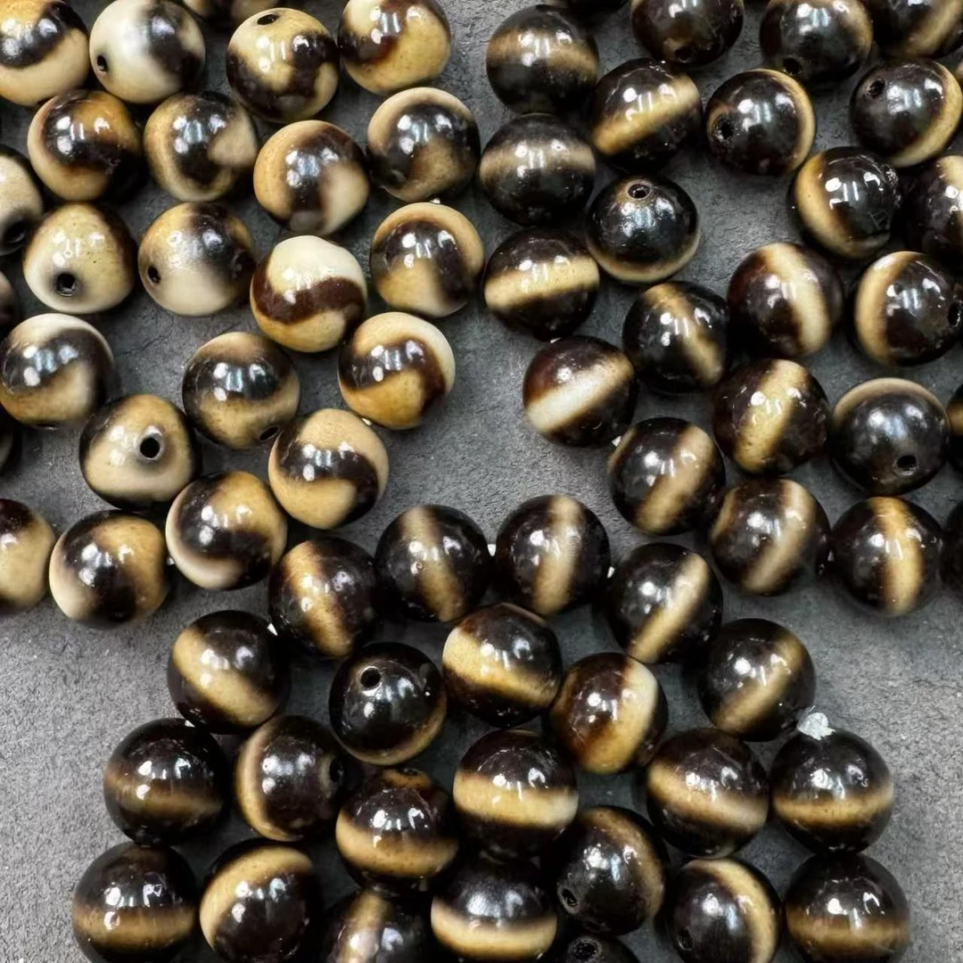 72 狂漏黑金！10mm一线药师虎牙巴西白芯渗透台工条纹玛瑙