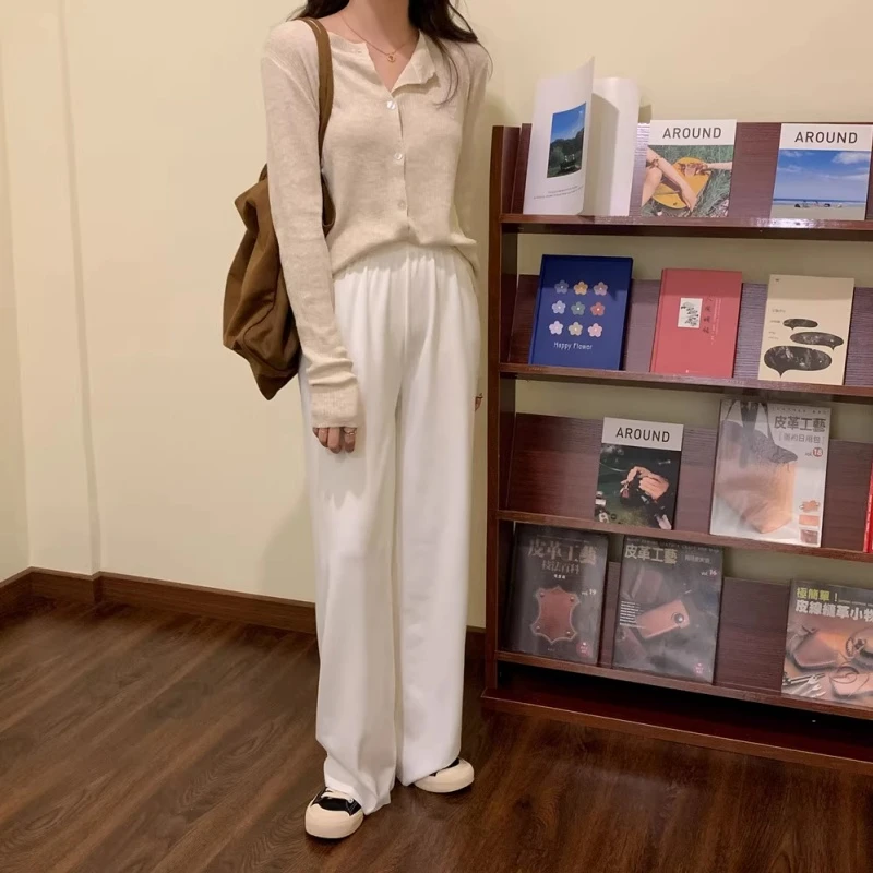 清仓白色直筒阔腿裤女2025新款夏季慵懒松弛感裤子垂感显瘦休闲裤