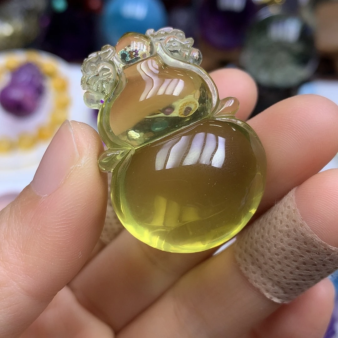 未镶嵌水晶珠宝半成品净体黄水晶葫芦