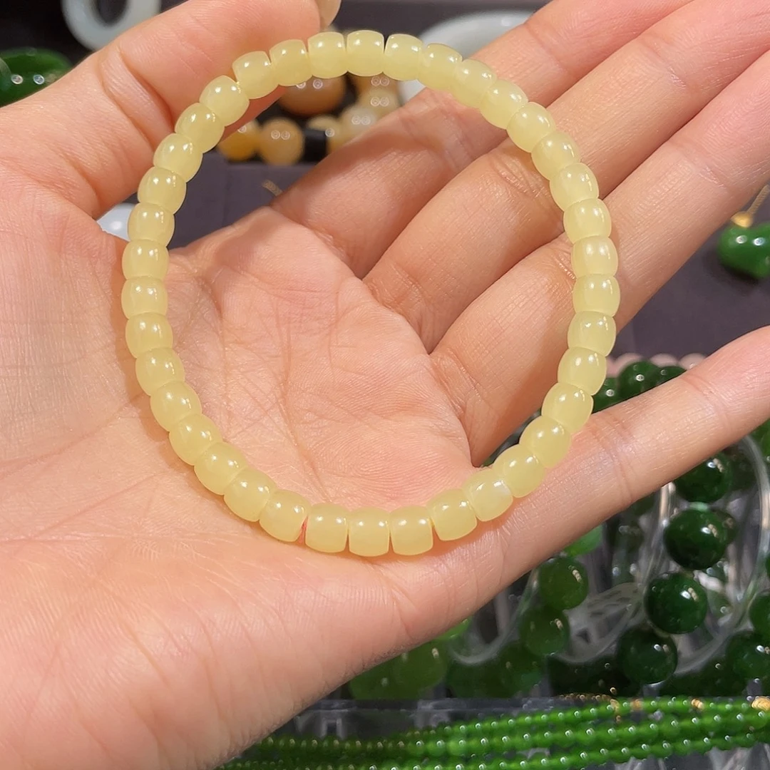 和田玉未镶嵌手串黄口卡6