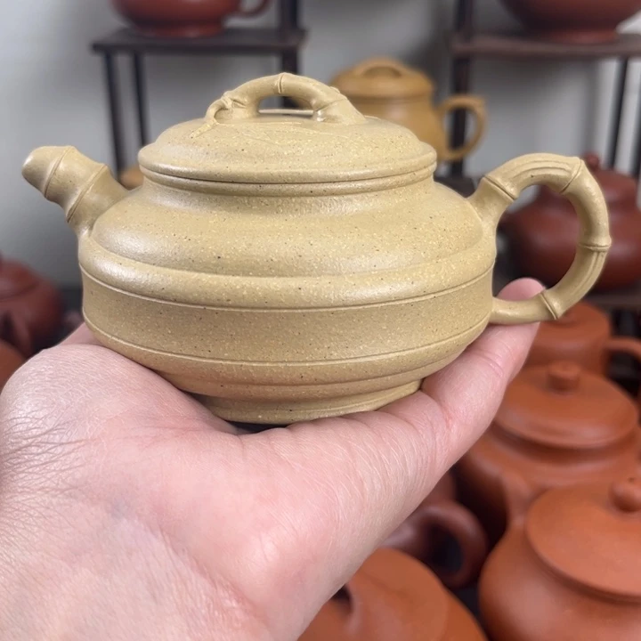 茶壶紫砂全手工双线竹鼓