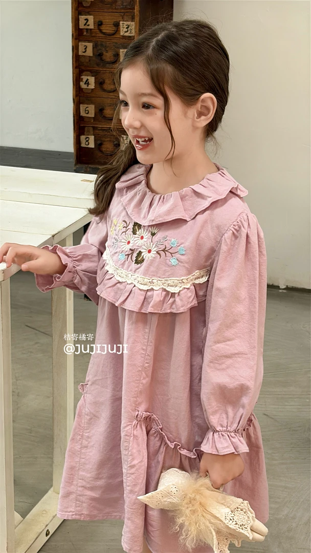JUJI橘寄-秋款上新【廊前花开】长袖法式女童连衣裙A82022