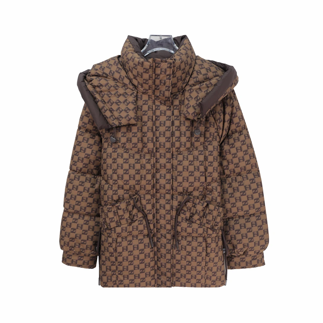 冬季时尚印花连帽羽绒服短款女保暖外套U252