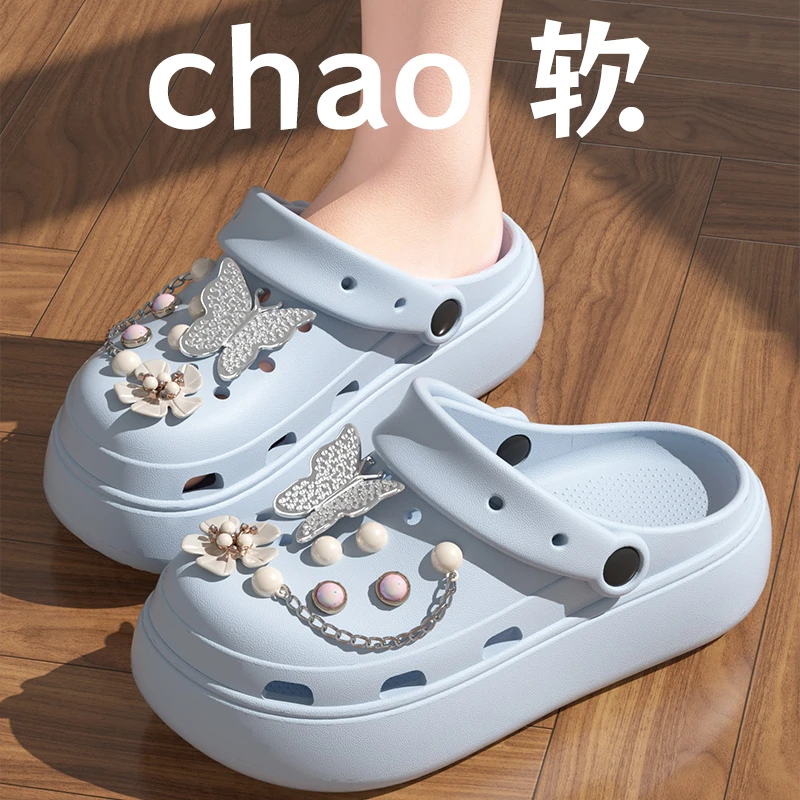 洞洞鞋女夏外穿厚底网红时尚防滑软底医护包头半拖鞋女士沙滩凉鞋