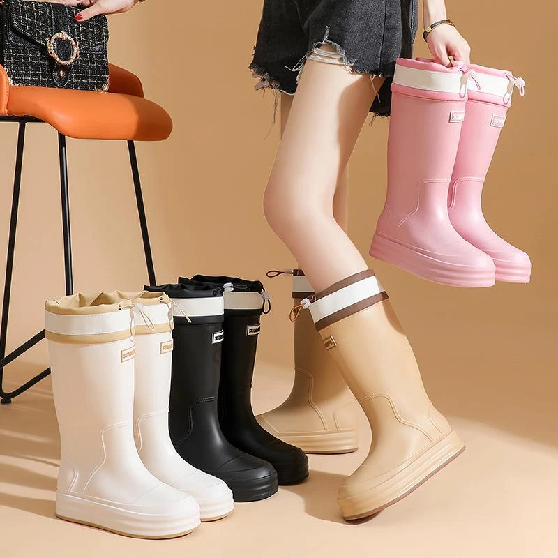 女士雨鞋新款水靴女生防滑雨靴女学生防水加绒水鞋中筒