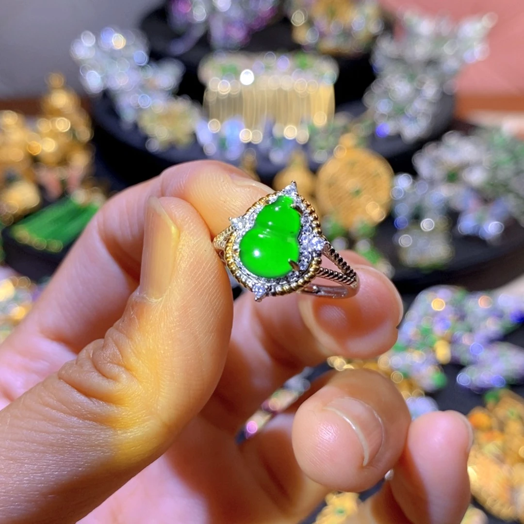 吊坠(不含链)银S925镶嵌翡翠