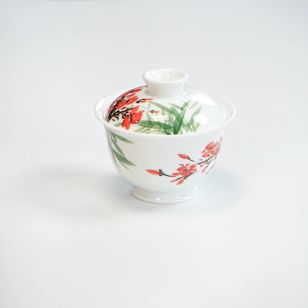 吕传石 竹梅盖碗 lcs0023