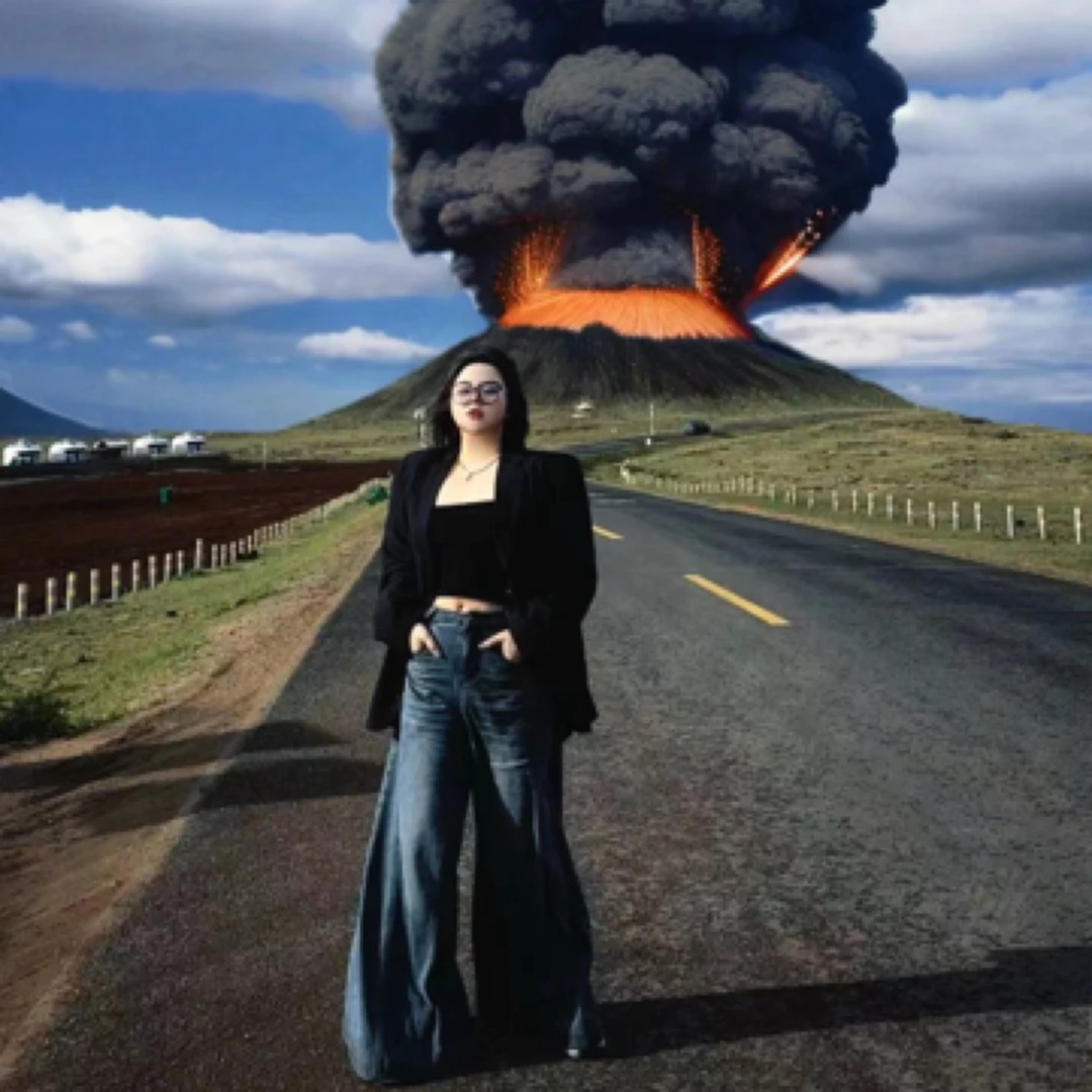 【腿再粗都能穿2.0】松紧腰超阔腿牛仔裤小众设计感宽松直筒阔腿裤