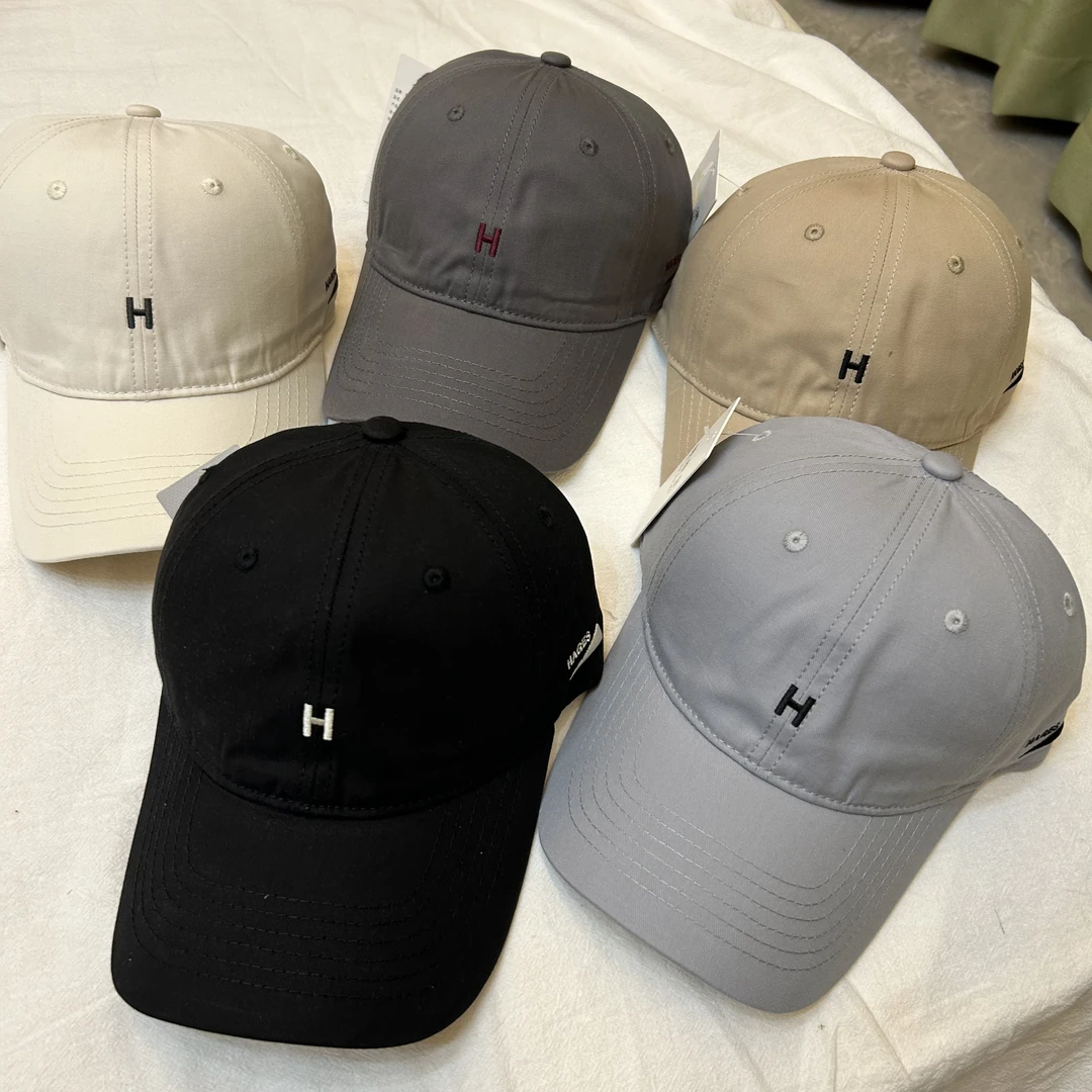 韩版网红ins字母H棒球帽子女春夏百搭软顶情侣显脸小酒红色鸭舌帽