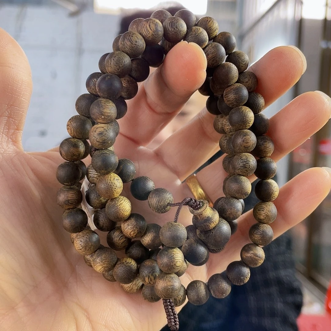 沉香手串海南老白棋圆珠长串0.8/33克+多样性发一