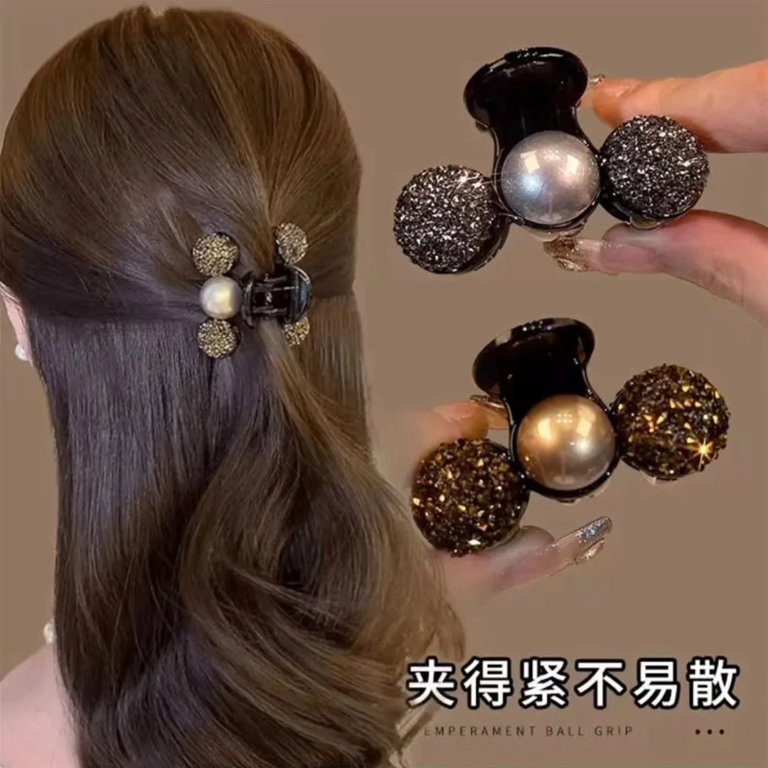 轻奢设计感贝珠闪锆亚克力后脑勺小抓夹精致头饰网红发饰