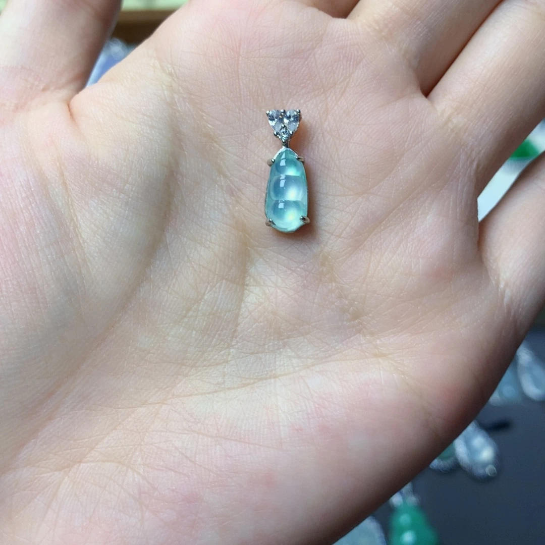 翡翠银S925镶嵌挂件