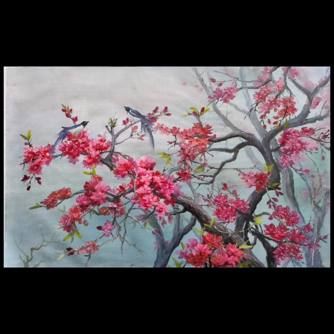 冬梅报春刀画适合小户型新中式客厅背景墙装饰画