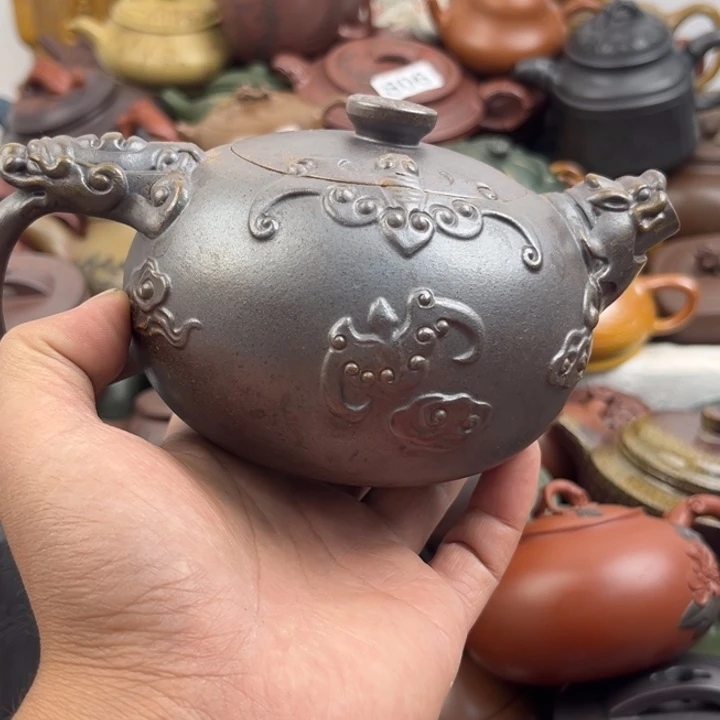 茶壶紫砂紫砂壶把裂