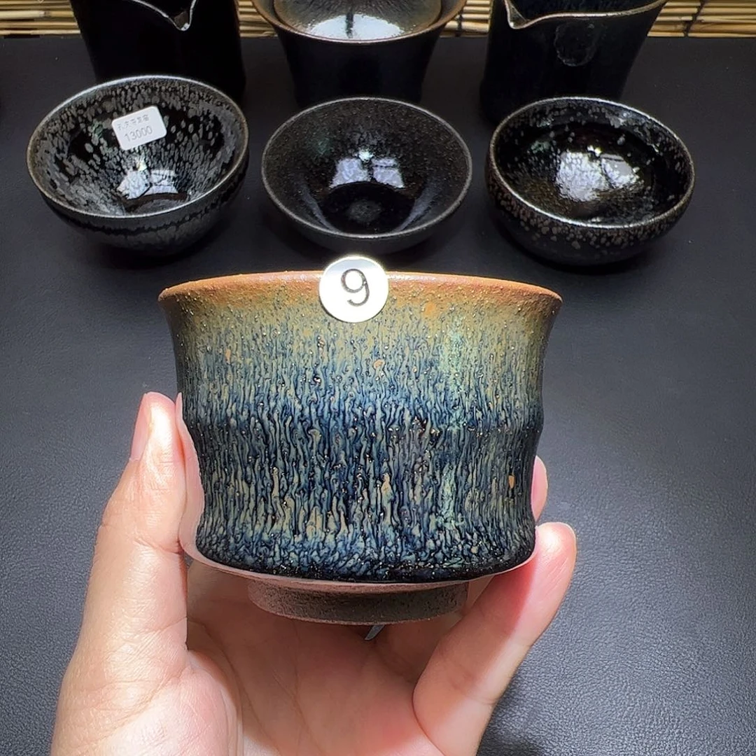 茶盏龙窑柴烧建盏，竹节杯