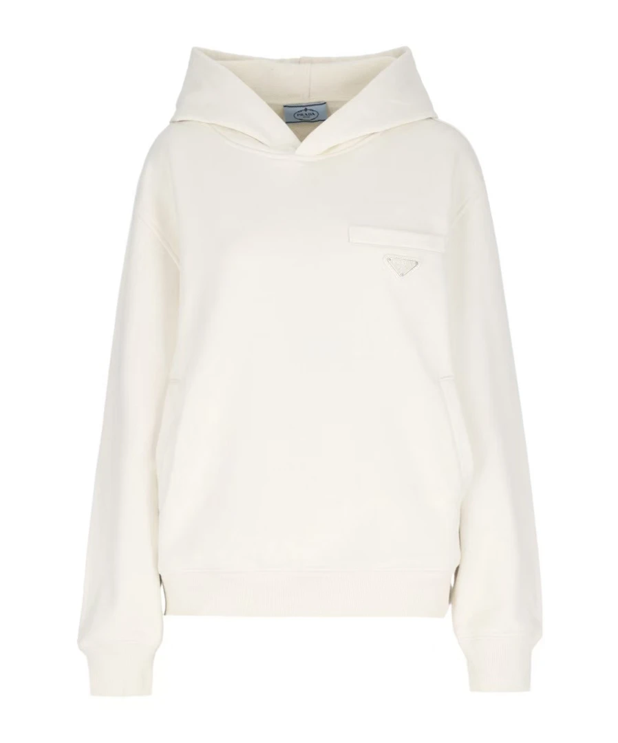 未使用 Prada/普拉达 金属徽标纯色连帽长袖卫衣