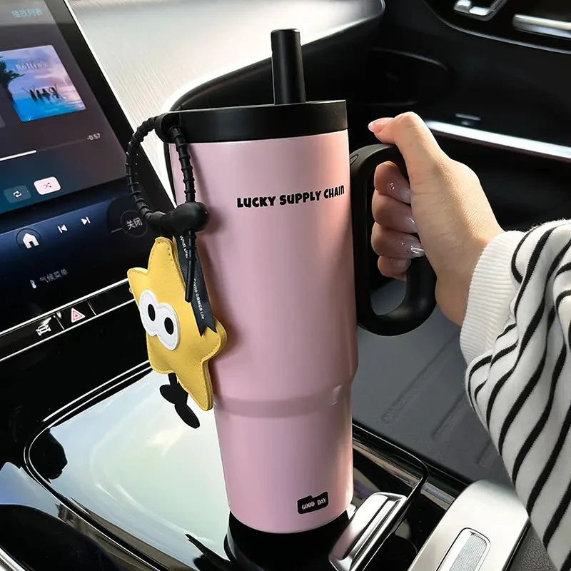 新款高颜值大容量保温杯冰霸杯巨无霸杯子车载水杯不锈钢吸管杯