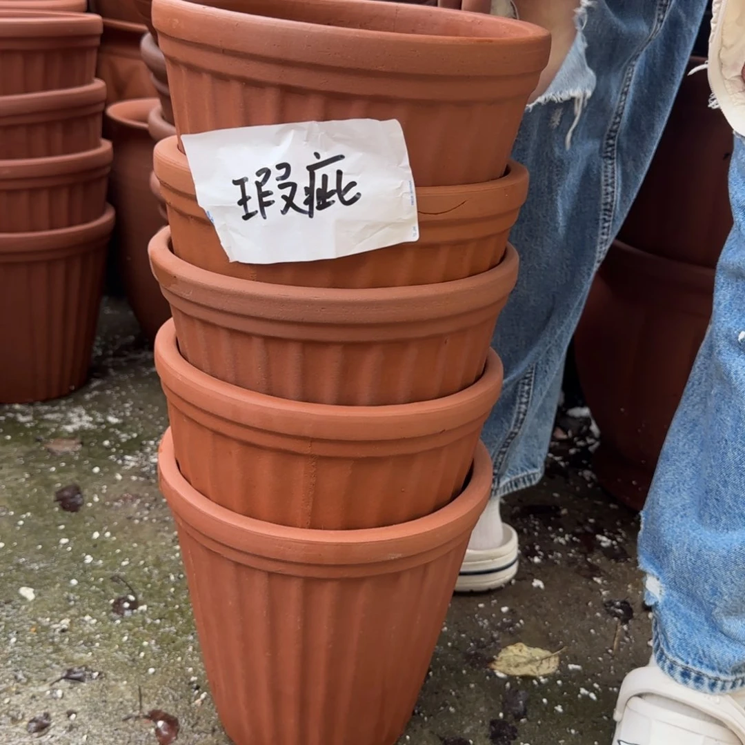 紫砂花盆口24高23宜兴紫砂瑕疵粗糙底部火裂