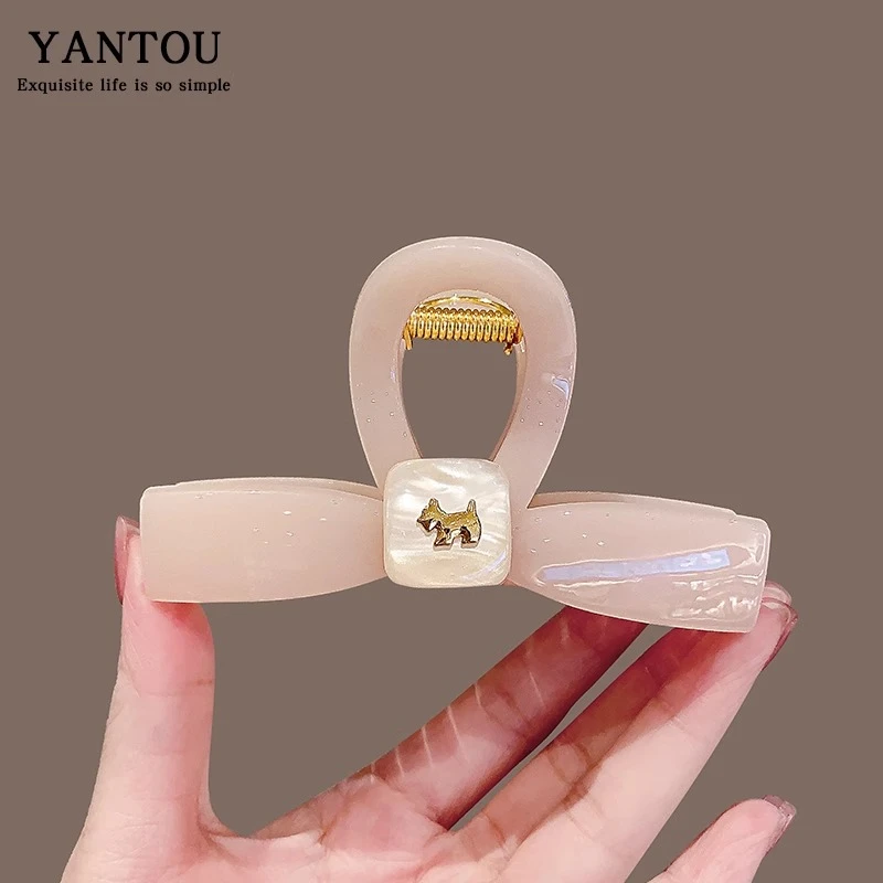 优雅极简风抓夹小狗抓夹女2025新款日韩发卡夏季仙女风小抓夹森系