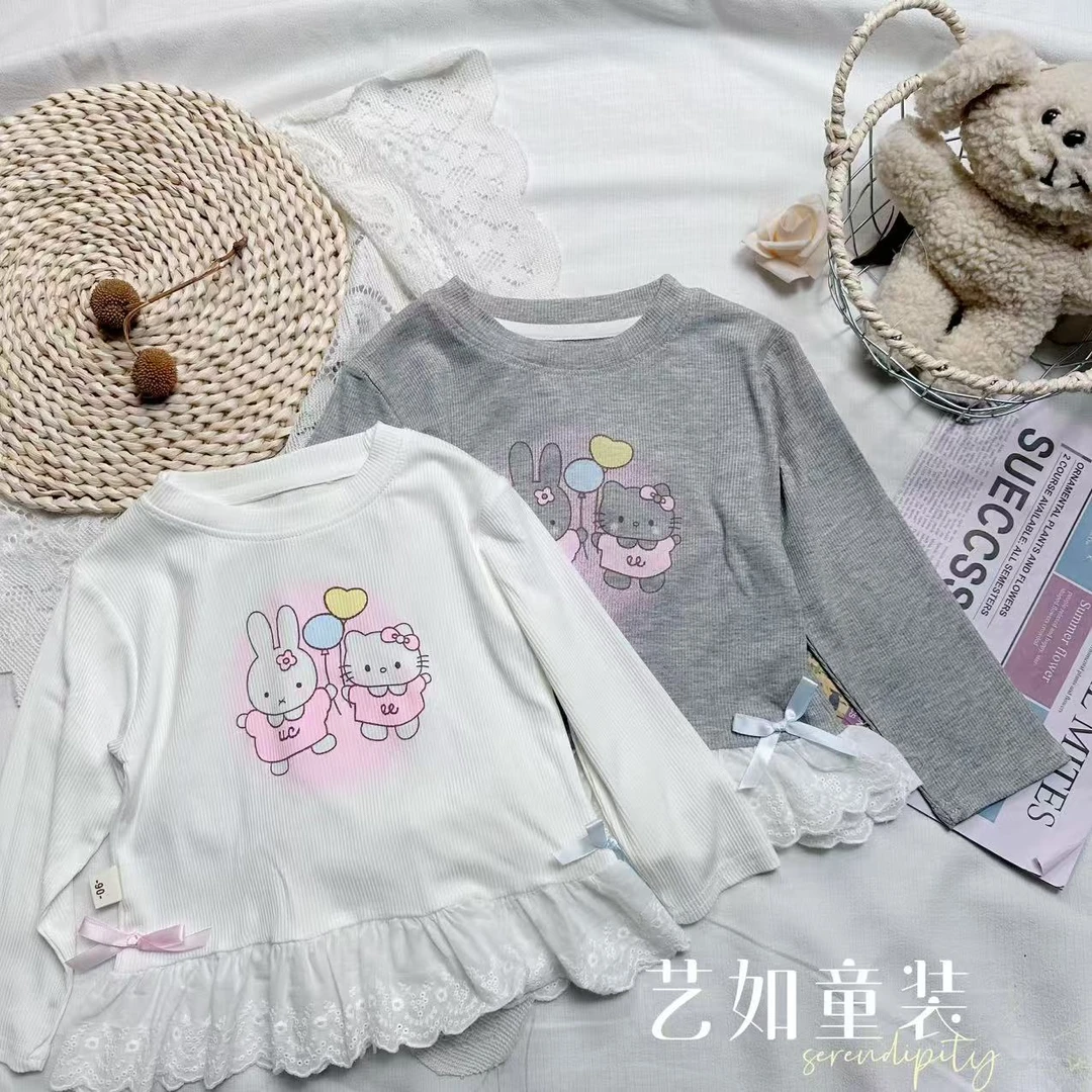 番茄家*【韩妹】秋季上新甜美米菲兔考通花边百搭上衣D-H54