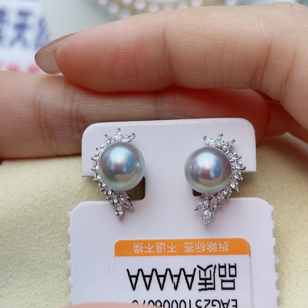 耳饰银S925镶嵌海水珍珠w50