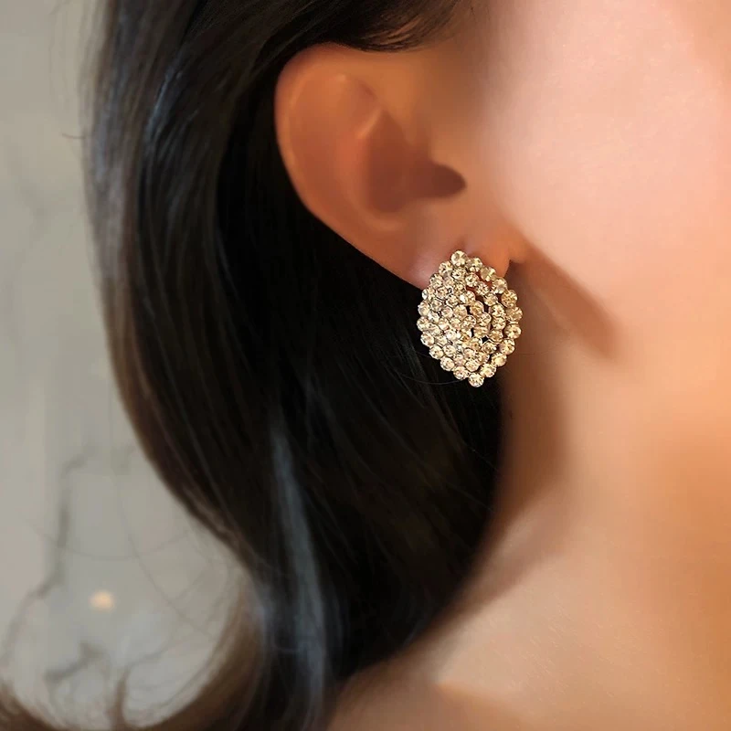 铜合金耳饰 时尚气质简约夸张超闪菱形耳钉N2333