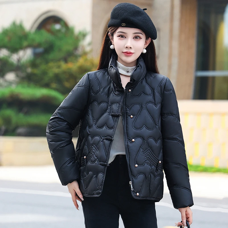 615秋冬新款短款时尚轻薄羽绒棉服新中式妈妈装保暖棉袄外套女