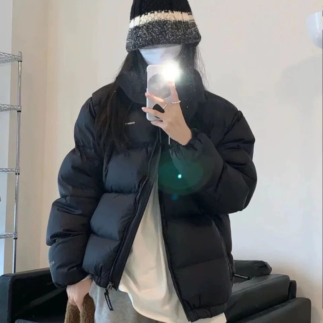 2025年新款羽绒服女短款立领加厚鸭绒男女同款情侣潮牌面包服冬