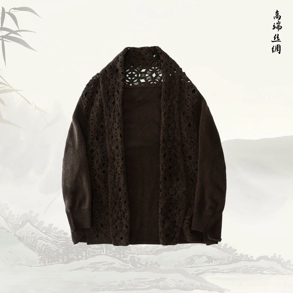 新款羊毛羊绒披肩镂空时尚设计感纯色外套53218