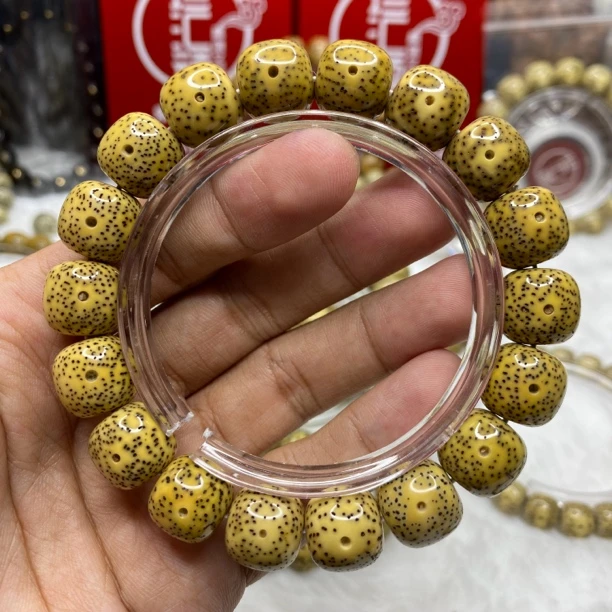 13*12石玉润黄自然氧化小细星海南星月菩提手串直销正品保障