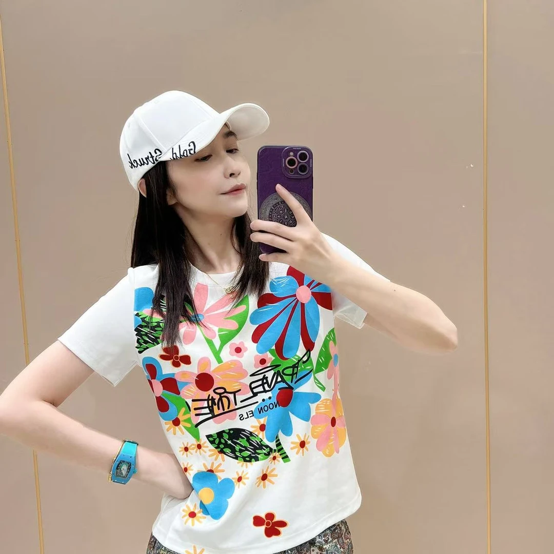 新款修身小版型短袖506092显瘦洋气时尚百搭休闲体恤半袖圆领