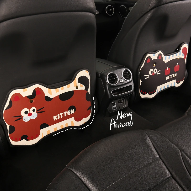 卡通可爱小猫汽车防踢垫车内用装饰座椅后背防脏儿童车载防护垫女