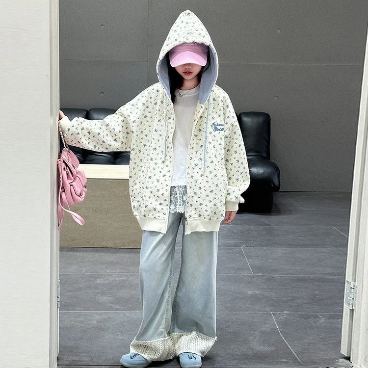 女童连帽卫衣开衫春秋2025新款外套中大童女孩csc2021