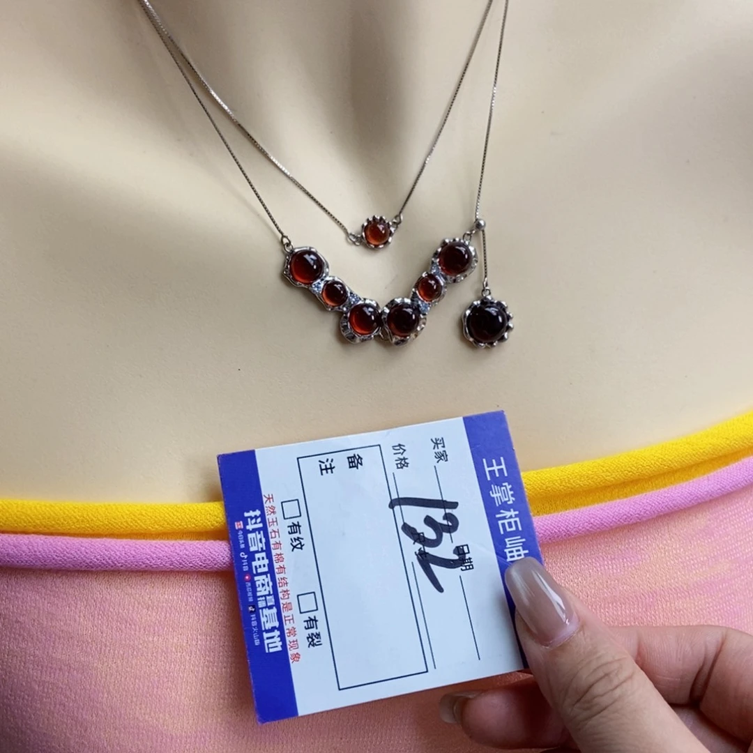 石榴石吊坠吊坠银S925镶嵌