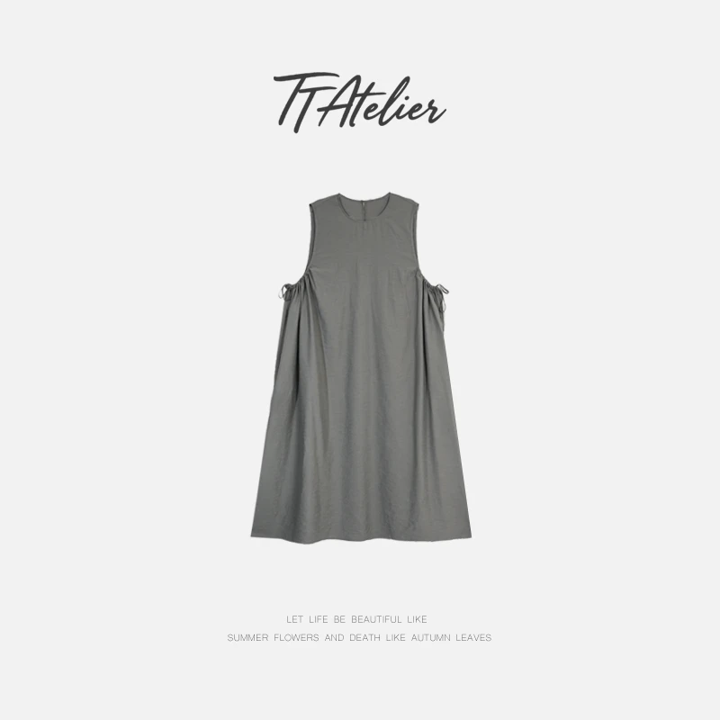 TT设计师【美人妆】慵懒风绢丝层次感抽绳气质高级连衣裙TT190454