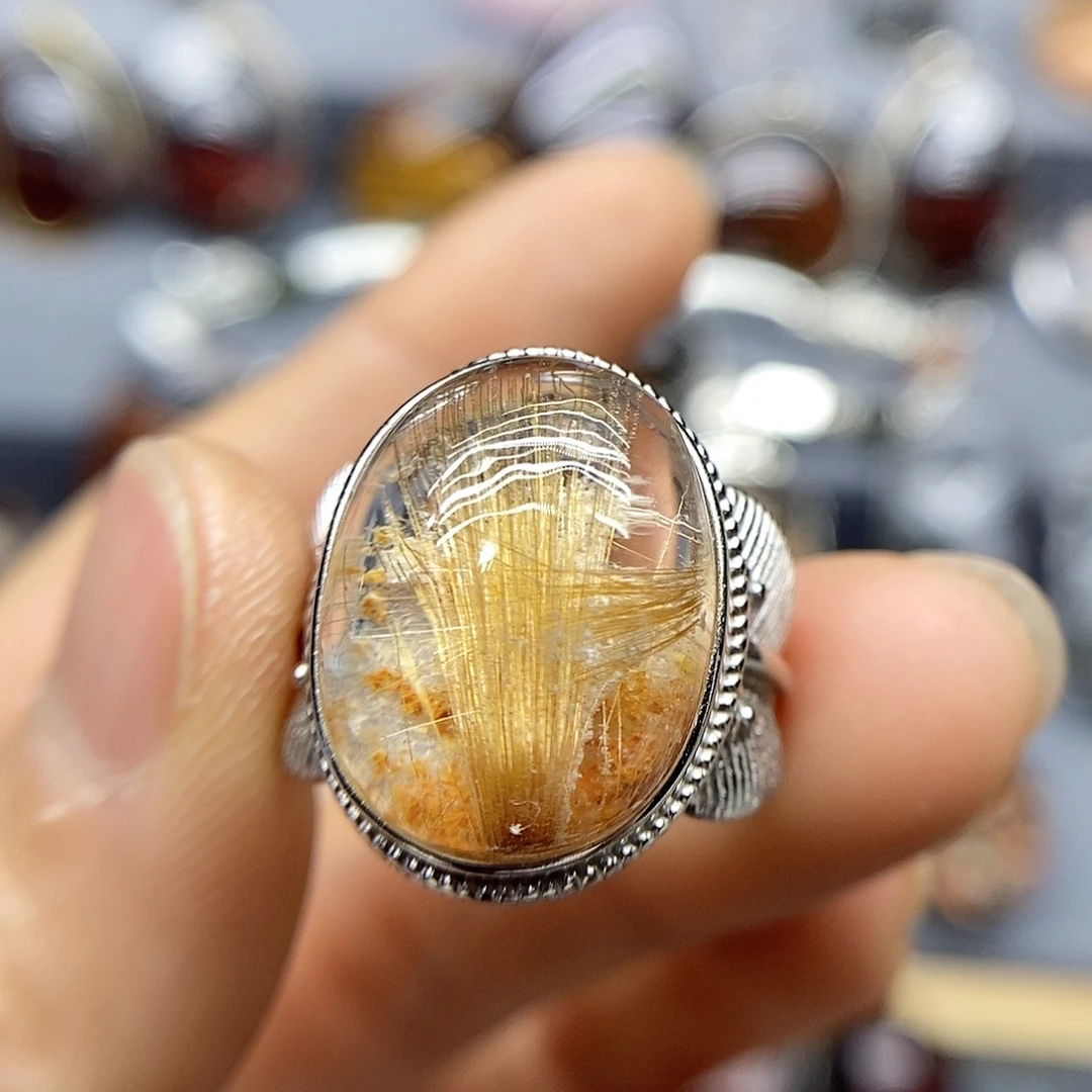 水晶戒指银S925镶嵌聆*听