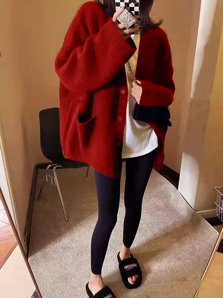 QianRH-9505慵懒风浣熊秋冬新款韩版针织外套